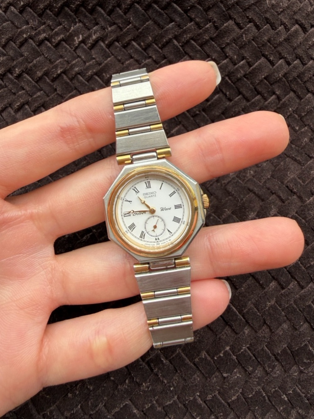Seiko Two-Tone Silver and Gold Quartz Watch with White Dial